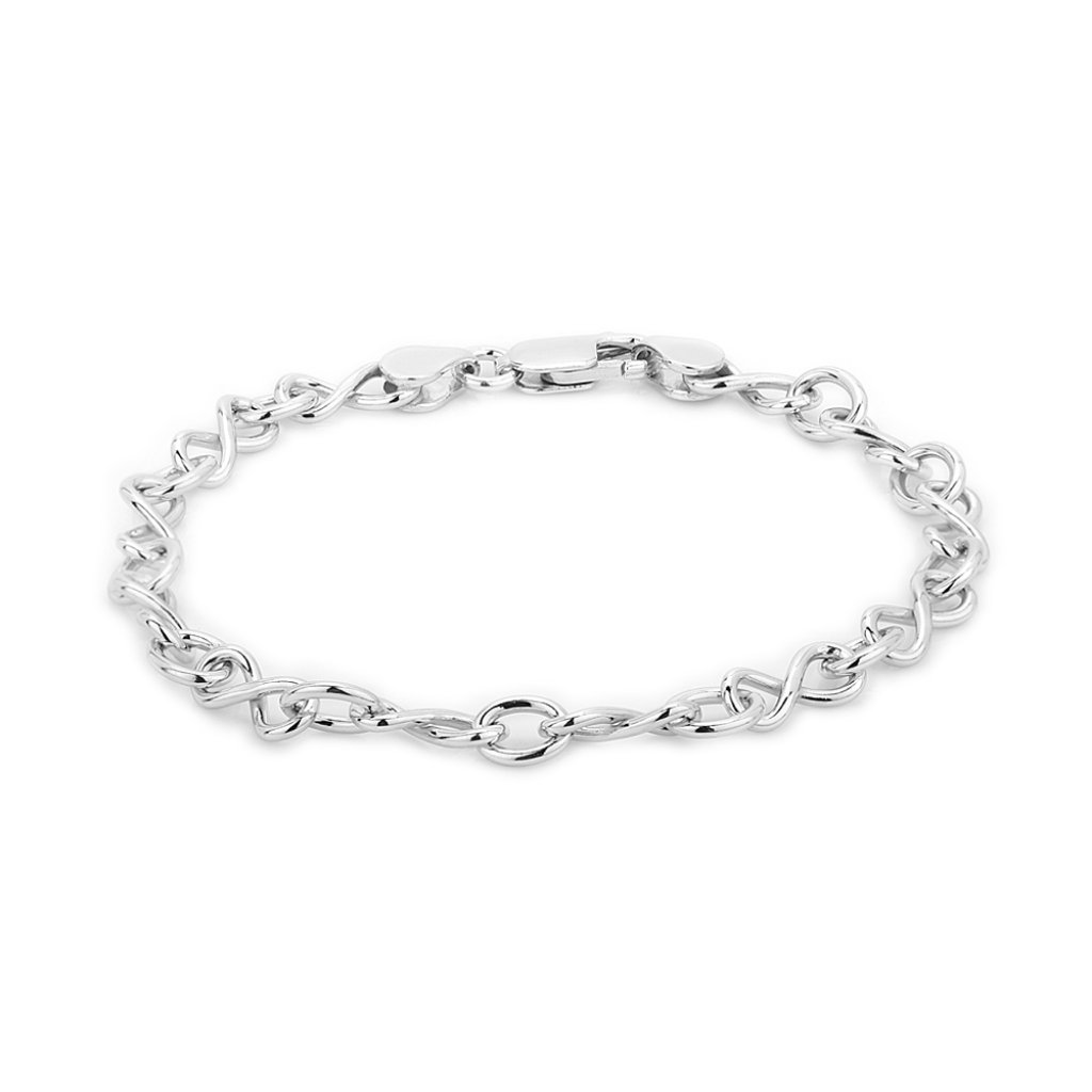Vanbelle Sterling Silver Jewelry Hand-Made Fancy Infinity Link Chain Bracelets